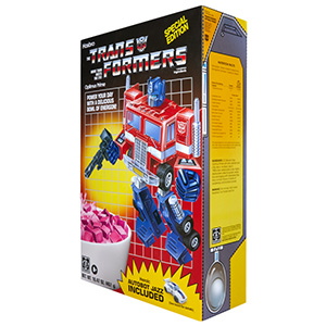SDCC 2026 Hasbro Transformers Cereal 
Optimus Prime, Trailer, & Jazz