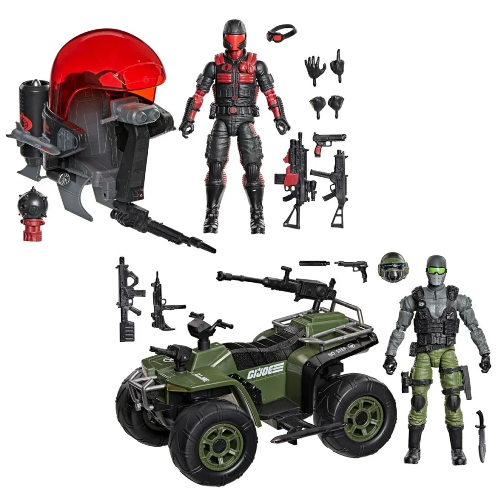 Hasbro G.I. Joe Classified Snake Eyes & Varmint ATV Vs. Stealth Viper & Cobra Stealth Flight Pod